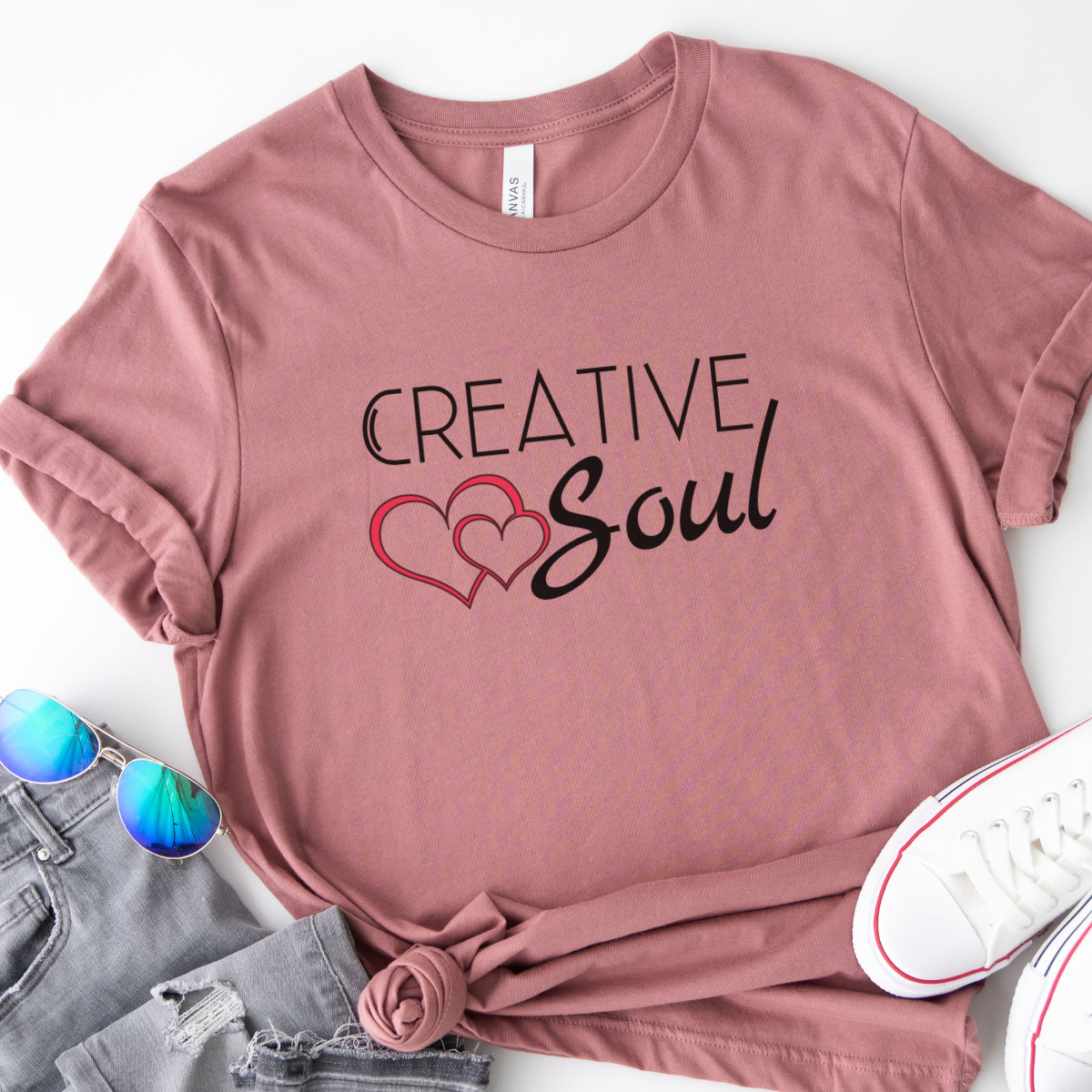 Creative Soul Women's motivational inspirational Tshirt, crafter Tee, simple heart Soul shirt, positive gift for her, friend teen