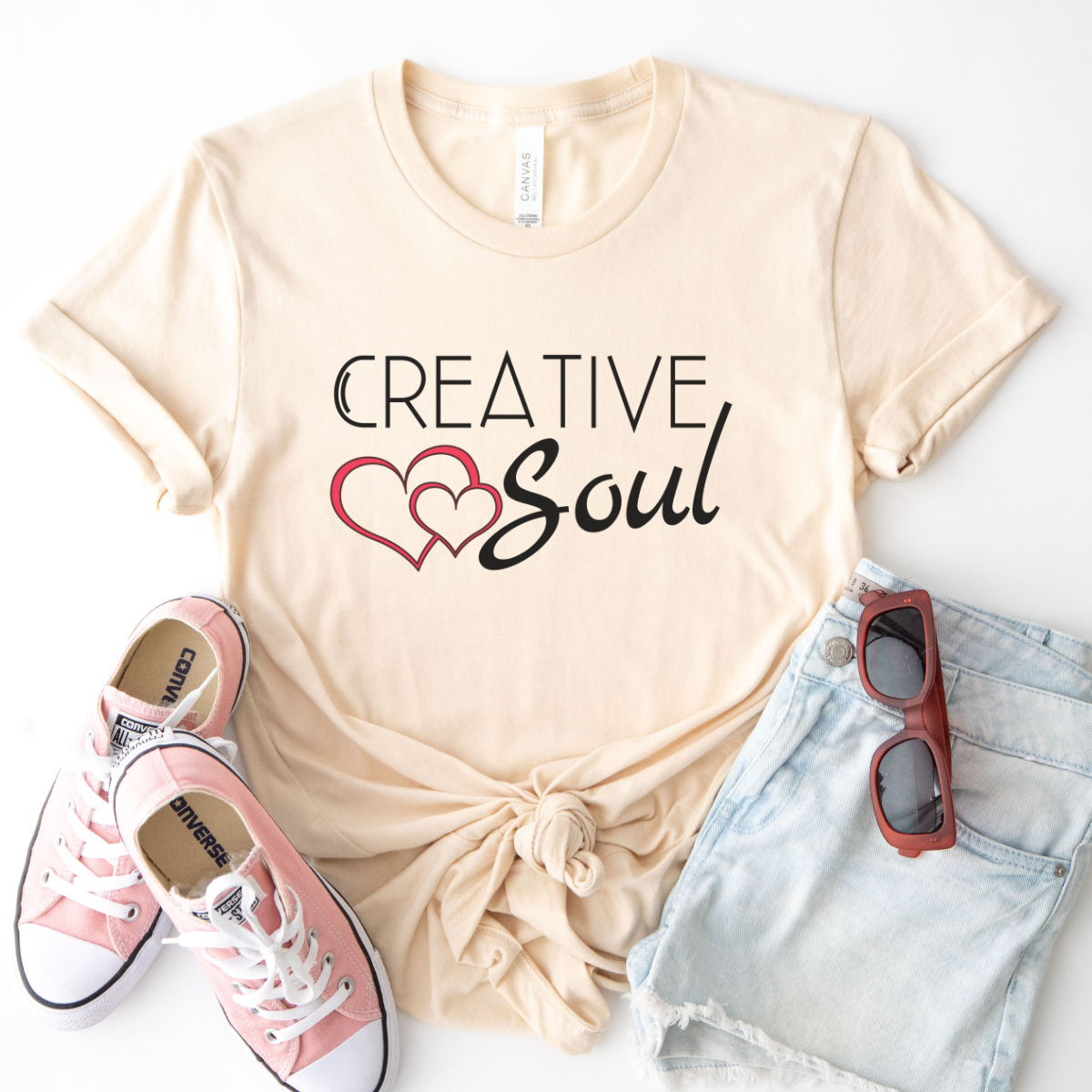 Creative Soul Women's motivational inspirational Tshirt, crafter Tee, simple heart Soul shirt, positive gift for her, friend teen