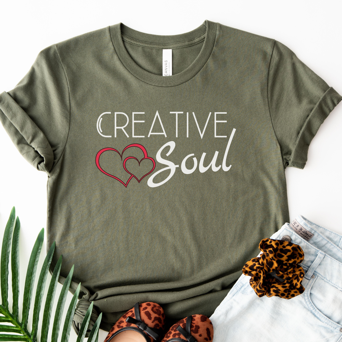 Creative Soul Women's motivational inspirational Tshirt, crafter Tee, simple heart Soul shirt, positive gift for her, friend teen