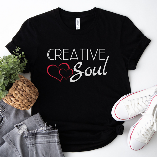 Creative Soul Women's motivational inspirational Tshirt, crafter Tee, simple heart Soul shirt, positive gift for her, friend teen