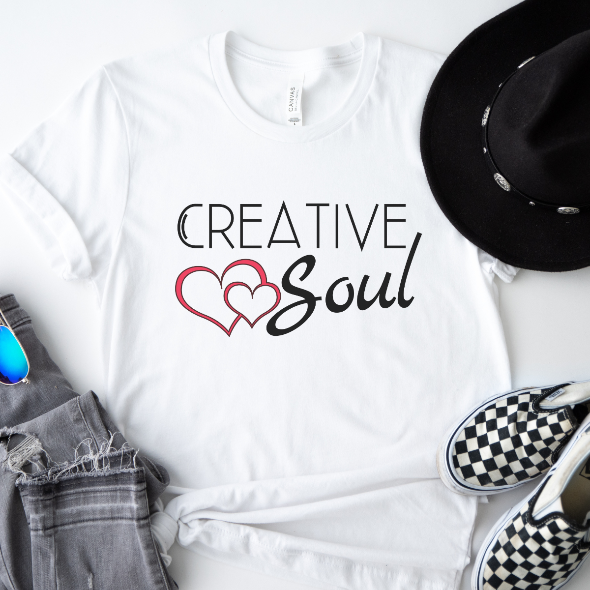 Creative Soul Women's motivational inspirational Tshirt, crafter Tee, simple heart Soul shirt, positive gift for her, friend teen