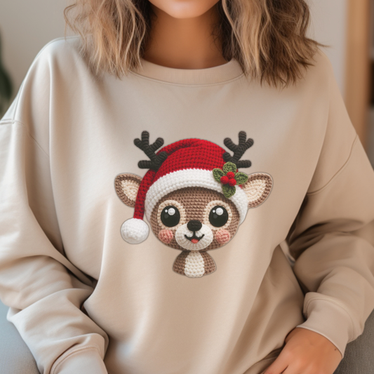Cute Crochet Baby Reindeer SVG & PNG Digital Download – Christmas Clipart for Cricut & Silhouette
