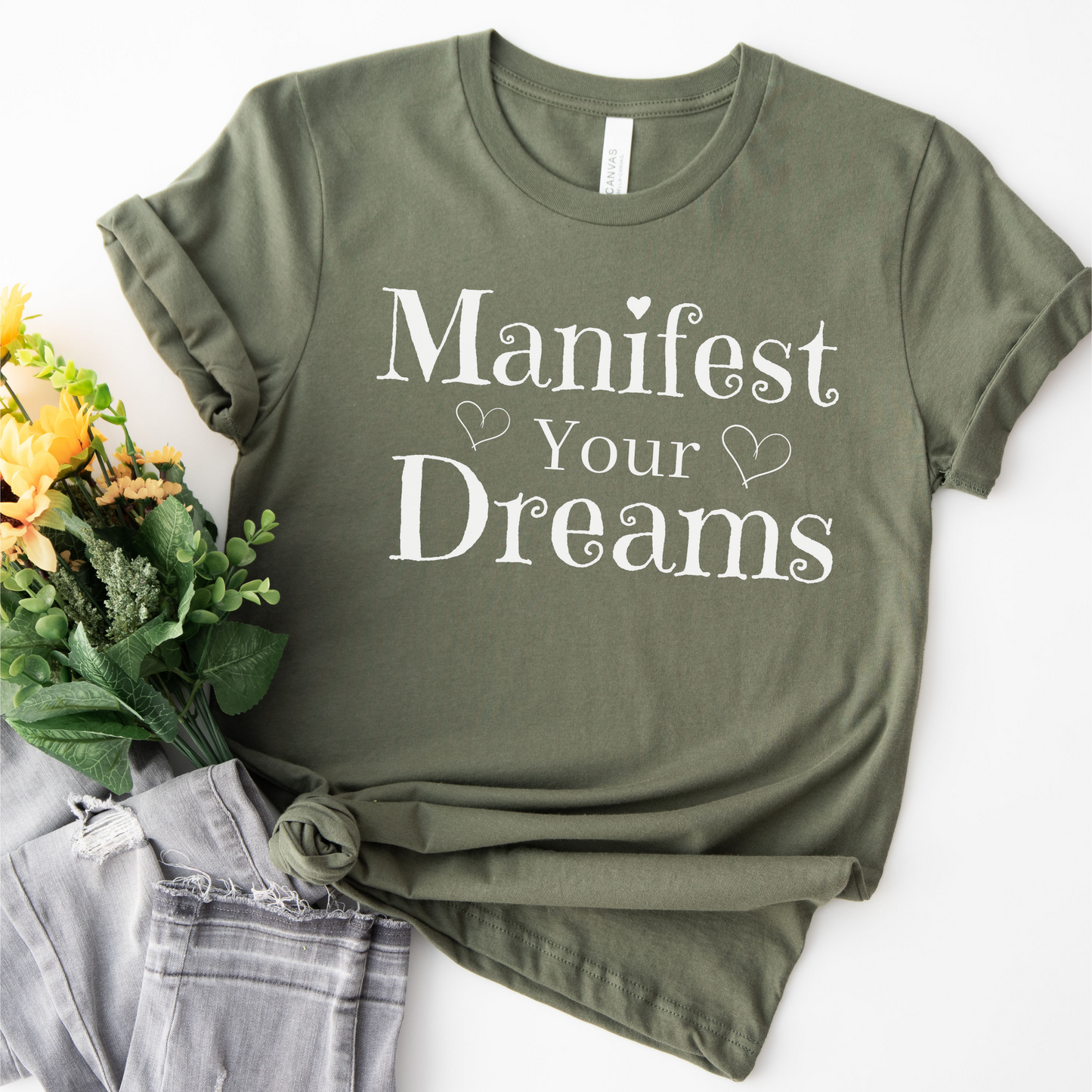 Manifest your dreams inspirational T-shirt,  motivational shirt, minimalist shirt, graphic tee for women, empowerment tshirt, positive tee