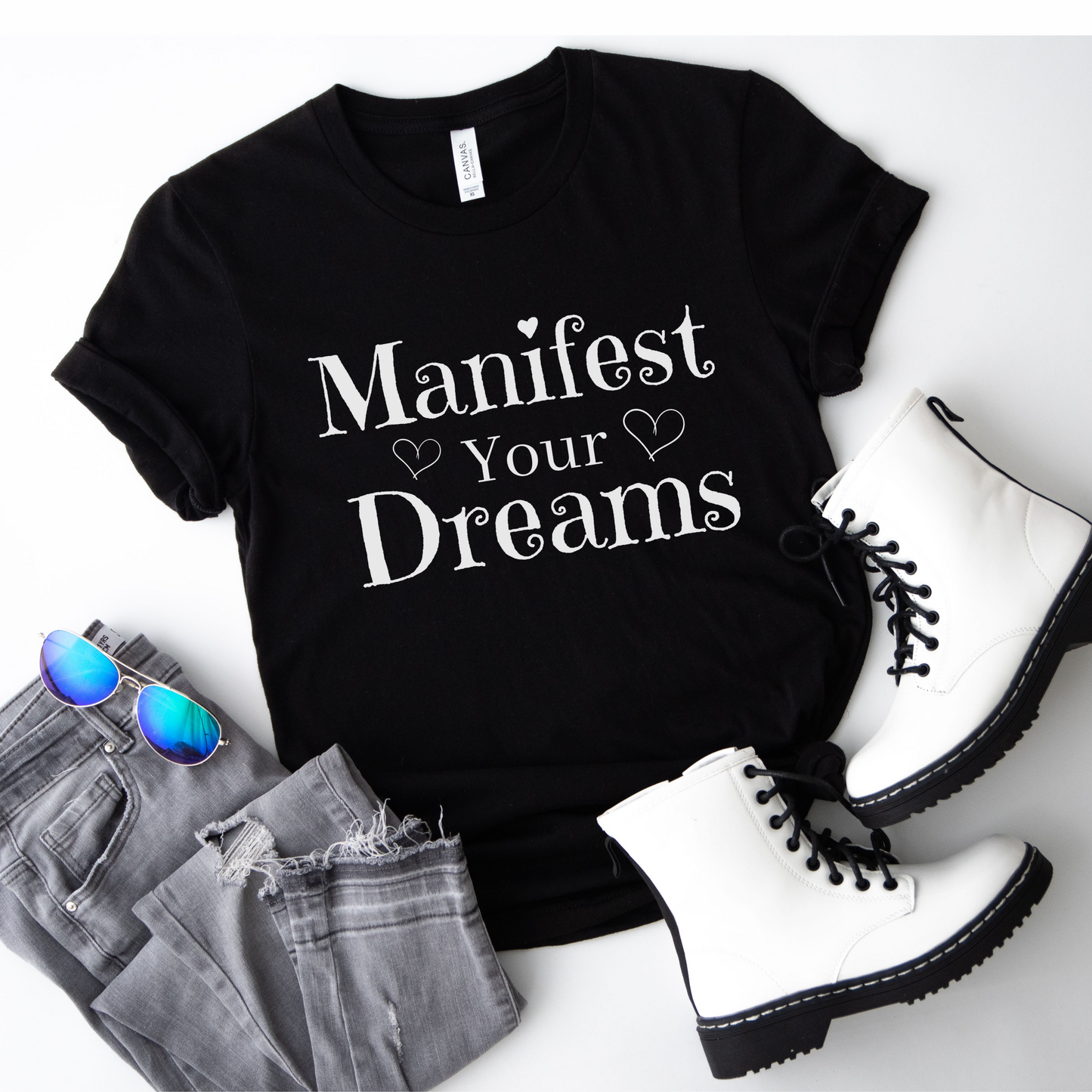 Manifest your dreams inspirational T-shirt,  motivational shirt, minimalist shirt, graphic tee for women, empowerment tshirt, positive tee