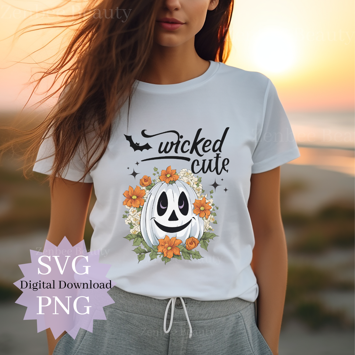 Wicked Cute Pumpkin SVG & PNG | Halloween White Pumpkin Clipart | Spooky Cute Sublimation Design for Cricut & Silhouette