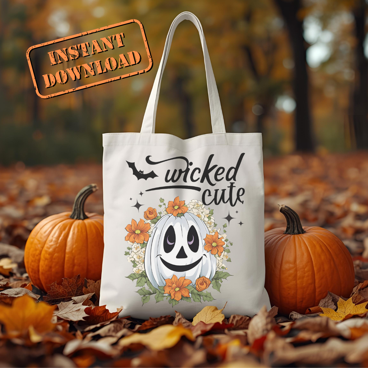 Wicked Cute Pumpkin SVG & PNG | Halloween White Pumpkin Clipart | Spooky Cute Sublimation Design for Cricut & Silhouette