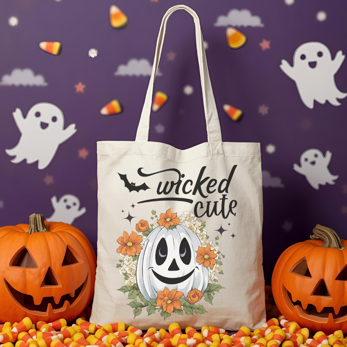 Wicked Cute Pumpkin SVG & PNG | Halloween White Pumpkin Clipart | Spooky Cute Sublimation Design for Cricut & Silhouette