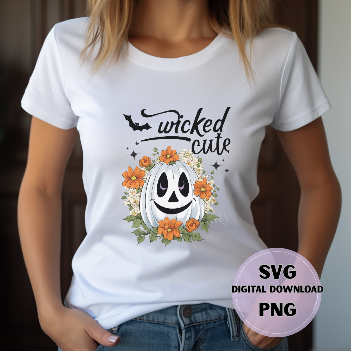 Wicked Cute Pumpkin SVG & PNG | Halloween White Pumpkin Clipart | Spooky Cute Sublimation Design for Cricut & Silhouette