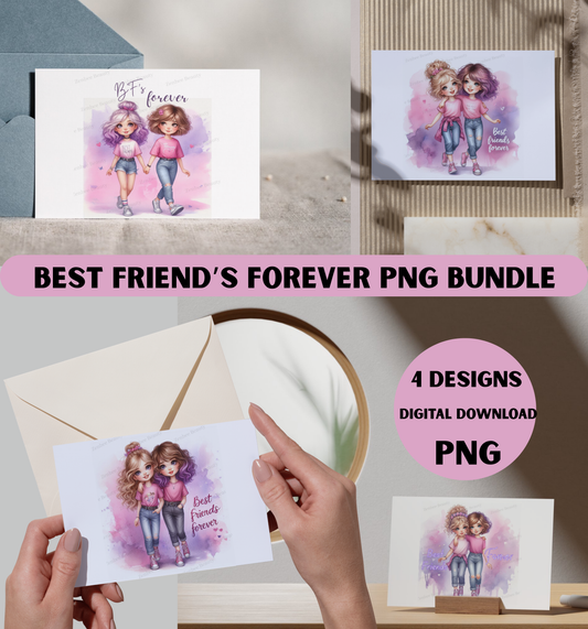 Best Friends Forever PNG, Cute Girls Hugging Clipart, Pastel Pink & Purple Digital Download, BFF Sublimation Design, Friendship Sticker Art