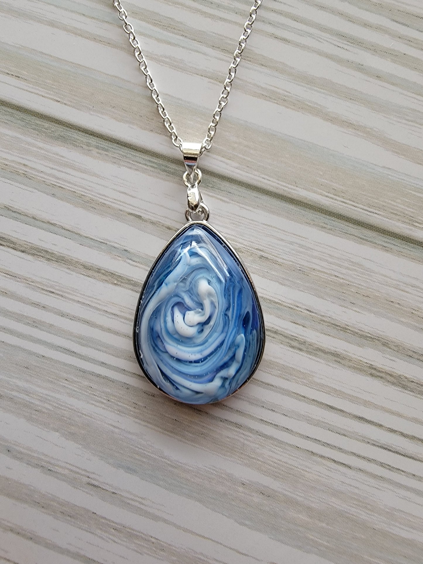 Blue & white pendant Necklace, handmade, gifts for her,