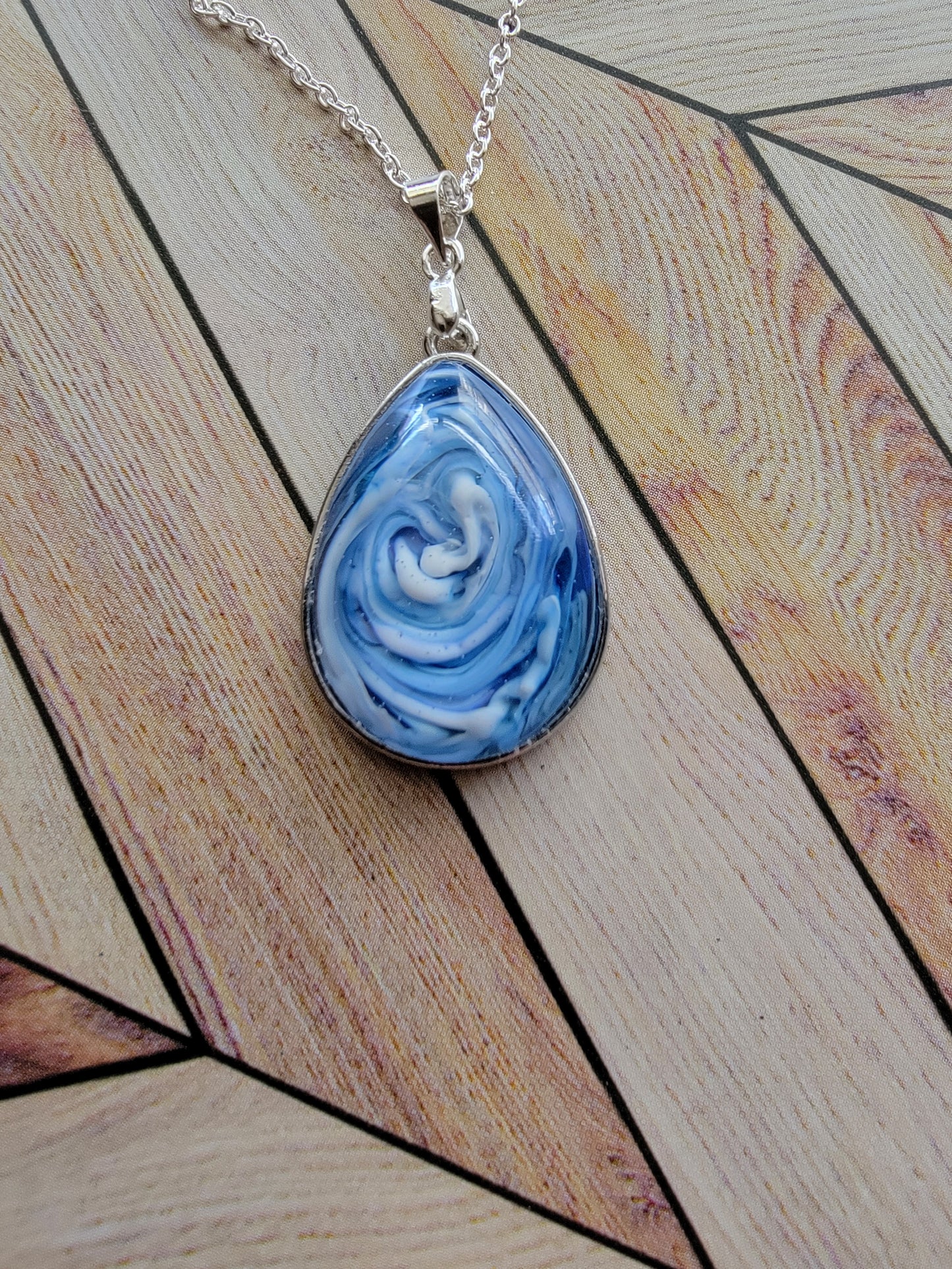 Blue & white pendant Necklace, handmade, gifts for her,