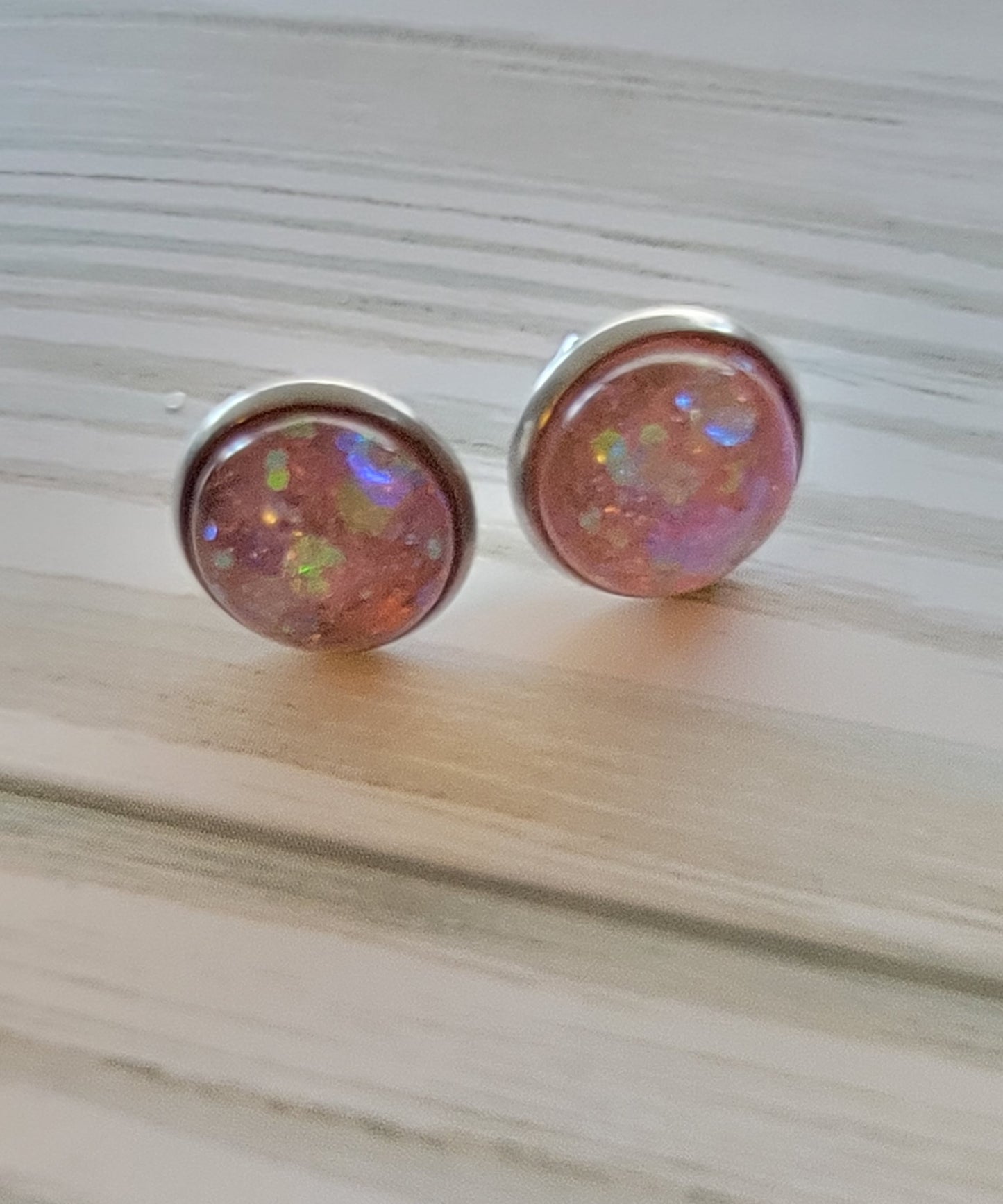 Pink stud glittery earrings