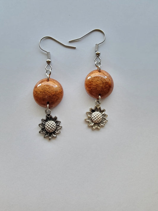 Sunflower handmade dangle drop earrings