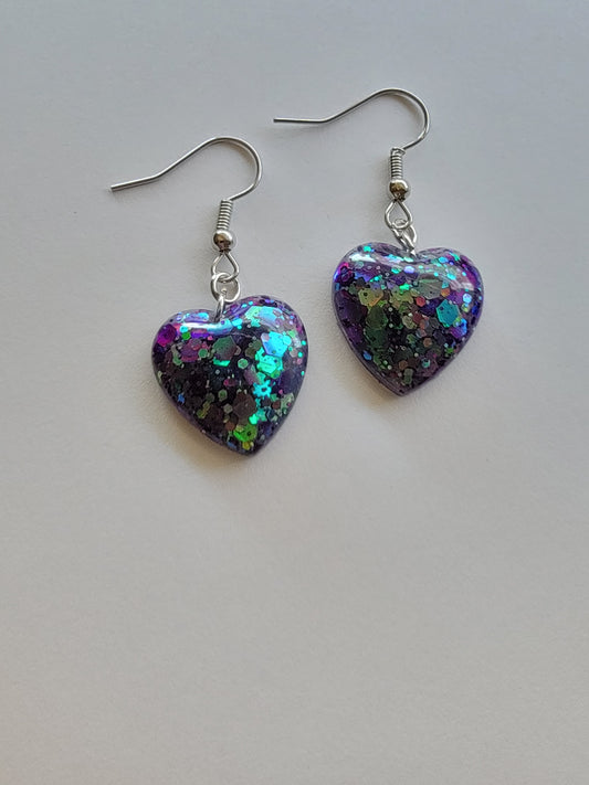 Cute Heart sparkling dangle drop earrings for women, heart jewelry, valentine's gifts for her