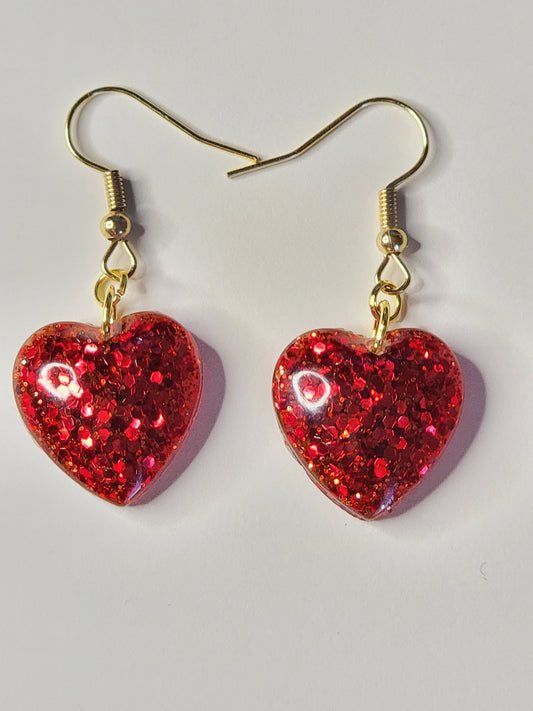 Red Heart's Valentine's cute dangle drop earrings, Valentine's jewelry for women, simple heart earrings, gifts for her