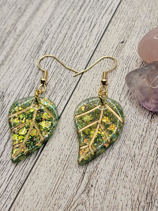 leaf earrings, dangle drop handmade earrings, handmade jewelry, cute earrings, gifts for her.